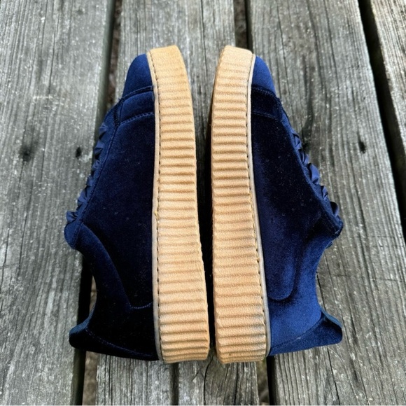 H2K Blue Velvet Platform Fashion Sneakers Preppy Sporty Lace Up Shoes Women US 9 - Picture 5 of 9